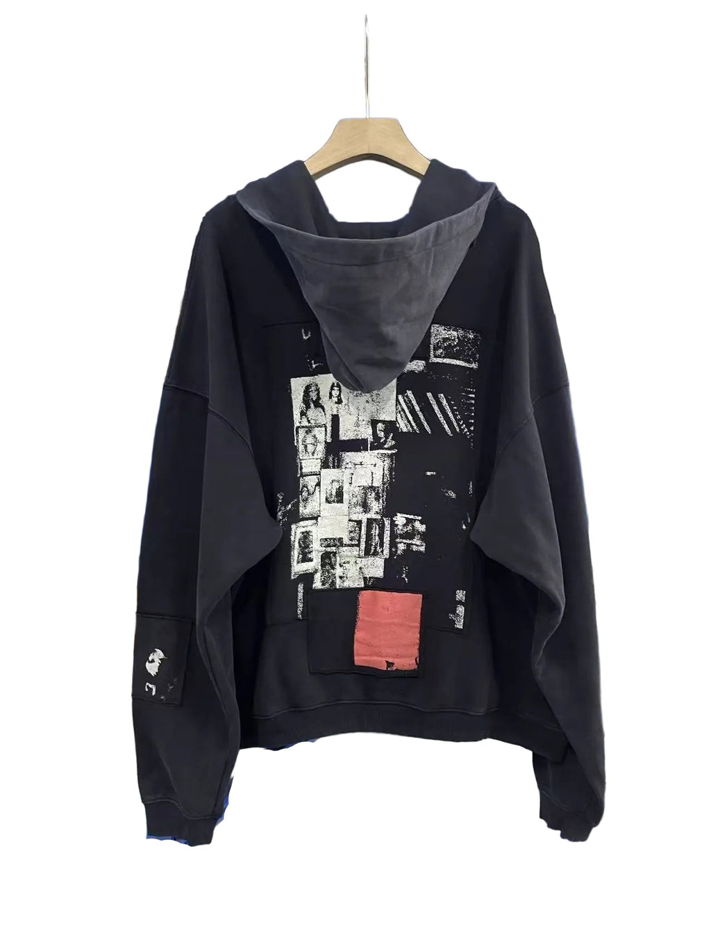 ERD Multi‑Patch Collage Graphic Cropped Full‑Zip Hoodie