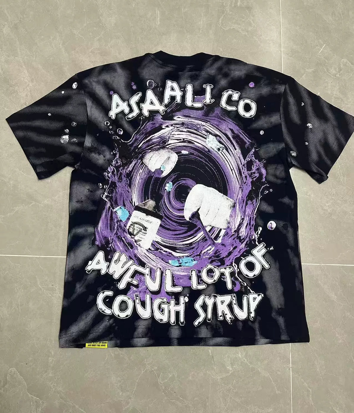 THAT'S A AWFUL LOT OF COUPH SYRUP Psychedelic Portrait Tie‑Dye Boxy Fit Heavyweight Street Tee